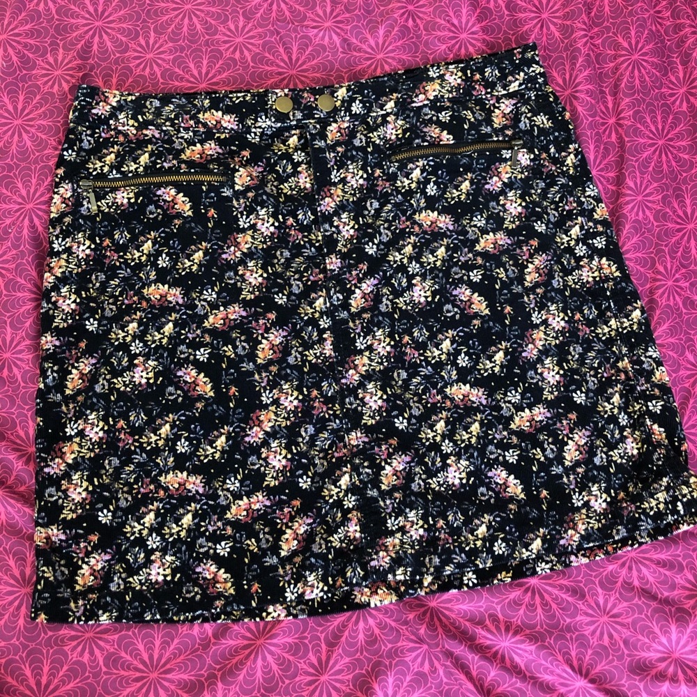 Mossimo Floral Corduroy Mini Skirt